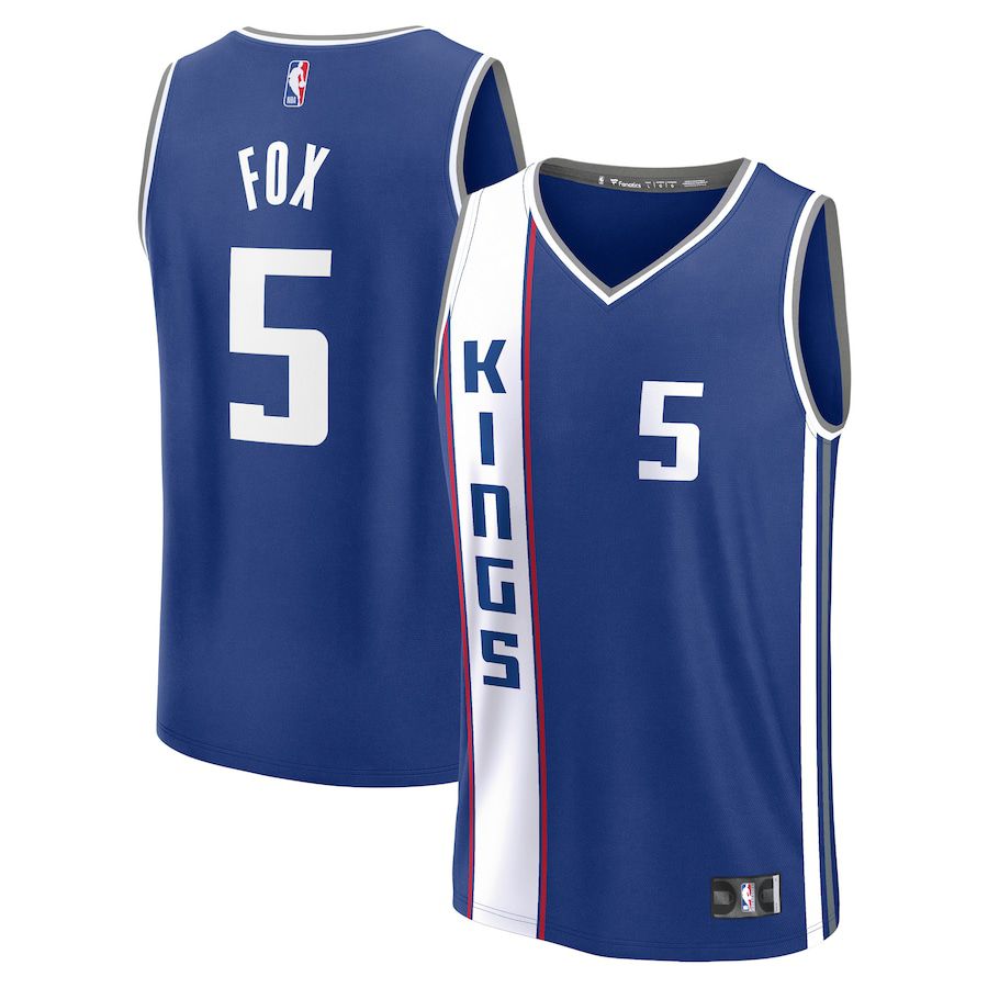 Men Sacramento Kings #5 De Aaron Fox Fanatics Branded Blue City Edition 2023-24 Fast Break NBA Jersey